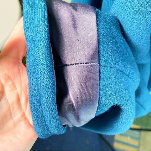 Handmade blue button up lined fall winter coat 22” pit to pit - Picture 6 of 15